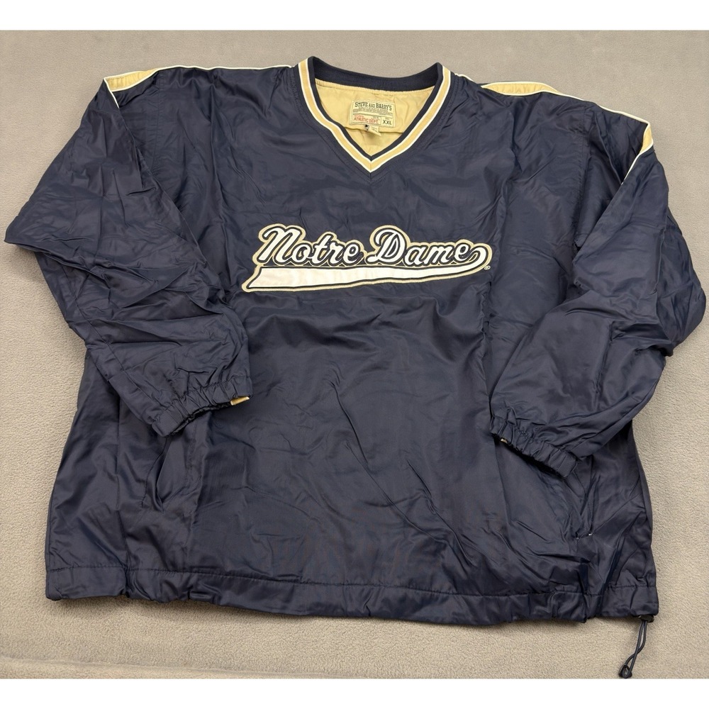 Vintage Notre Dame Fighting Irish Pullover Jacket 2XL Navy Gold Steve & Barry's